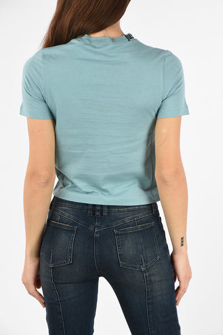 Cropped T-shirt with Printed Neckline