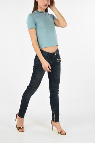 Cropped T-shirt with Printed Neckline