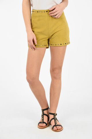 Suede Shorts with Studded Trimmings