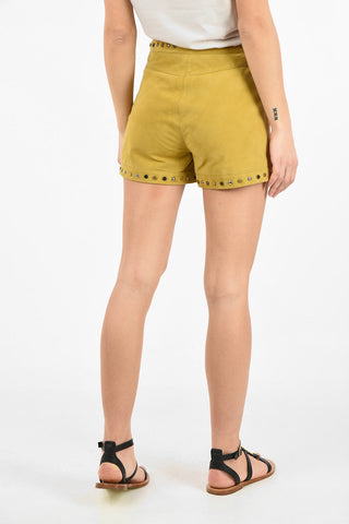Suede Shorts with Studded Trimmings