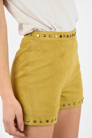 Suede Shorts with Studded Trimmings