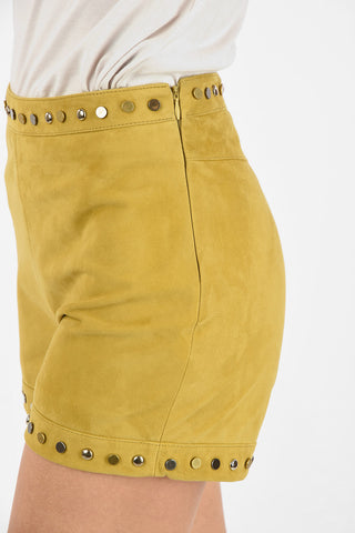 Suede Shorts with Studded Trimmings