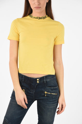 T-shirt Crop con Collo Stampato