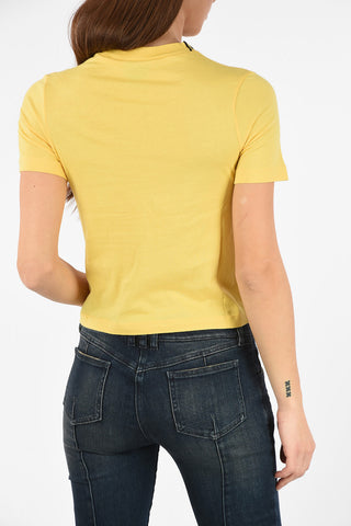 T-shirt Crop con Collo Stampato