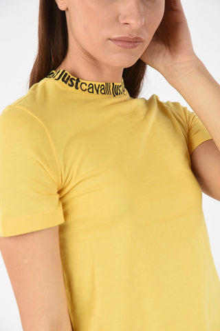 T-shirt Crop con Collo Stampato