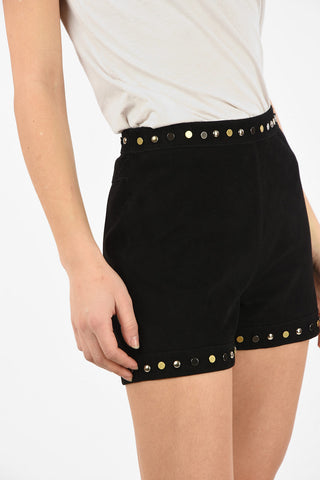 Suede Shorts with Studded Trimmings