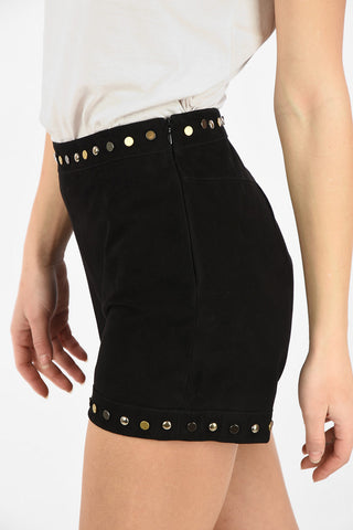 Suede Shorts with Studded Trimmings