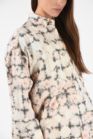 MM6 Floral-Print Denim Coat