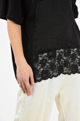 MM6 Plunging Neckline Top With Lace Details