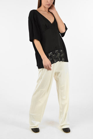 MM6 Plunging Neckline Top With Lace Details
