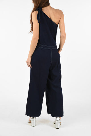 MM6 One Shoulder Denim Wide Jumpsuit