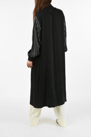 MM6 Striped Sleeve Maxi Coat With Side Pockets
