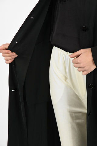 MM6 Striped Sleeve Maxi Coat With Side Pockets
