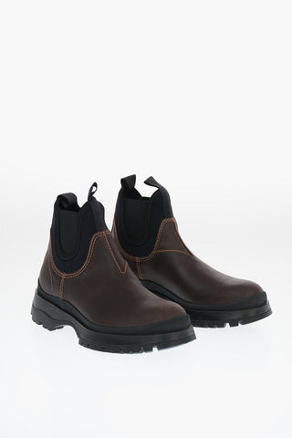 Leather Ankle Boots with Elastic Inserts