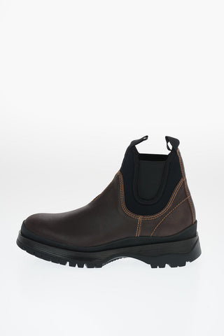 Leather Ankle Boots with Elastic Inserts