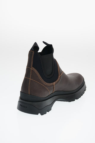 Leather Ankle Boots with Elastic Inserts