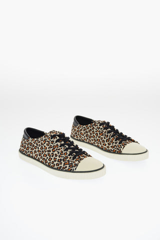 Leather and Spotted Canvas BLANK Sneakers