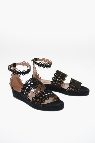 Openwork Suede Sandals