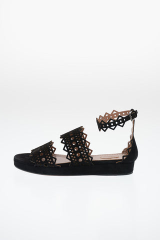 Openwork Suede Sandals