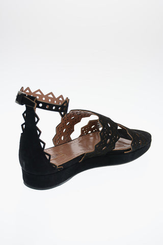 Openwork Suede Sandals