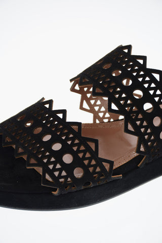 Openwork Suede Sandals