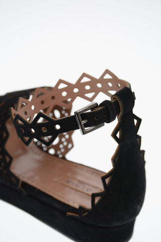 Openwork Suede Sandals