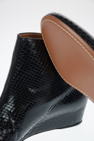 Stivaletti in Pelle Stampa Pitone con Zeppa Interna 3cm
