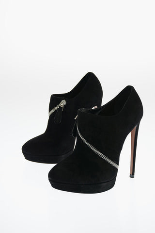 Suede Ankle Boots with Zip Closure 14cm