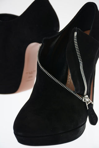 Suede Ankle Boots with Zip Closure 14cm