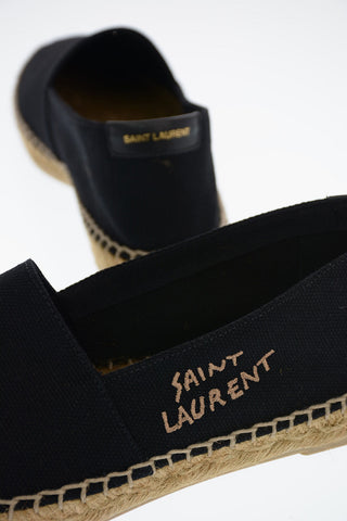 Canvas Espadrilles with Straw Trimmings and Embroidered Detail