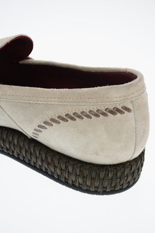Suede and Kangaroo Leather Tassle Loafers with Straw Trimmings