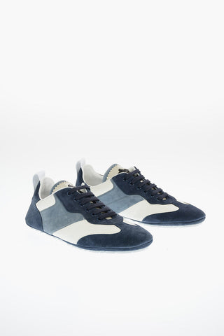 Sneakers in Suede e Pelle di Cervo con Suola Logata 