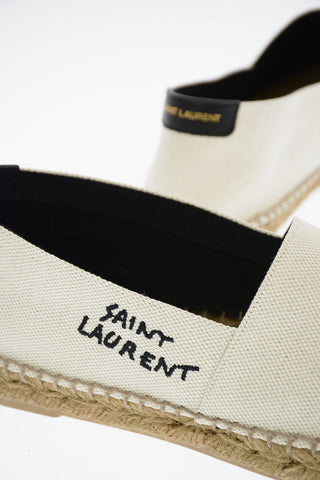 Canvas Espadrilles with Straw Trimmings and Embroidered Detail
