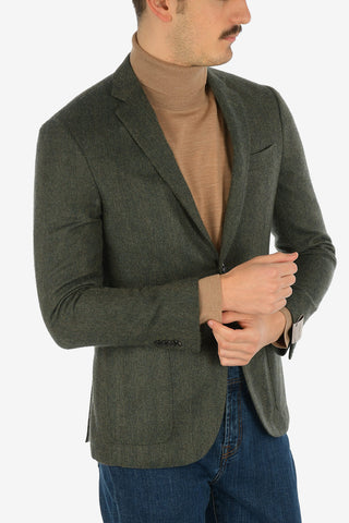 plain herringbone cashmere drop 7R side vents  ACADEMY SOFT 2-button blazer