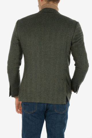plain herringbone cashmere drop 7R side vents  ACADEMY SOFT 2-button blazer