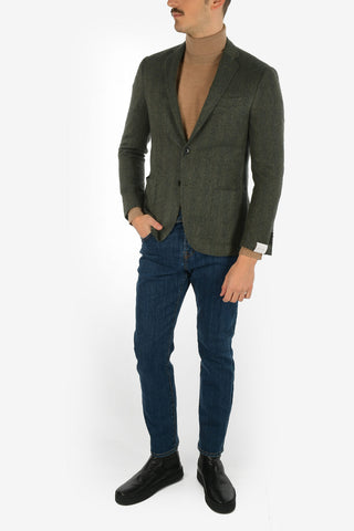 plain herringbone cashmere drop 7R side vents  ACADEMY SOFT 2-button blazer