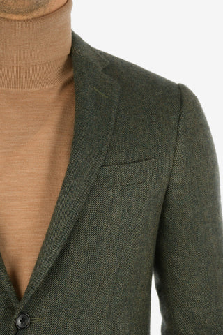 plain herringbone cashmere drop 7R side vents  ACADEMY SOFT 2-button blazer