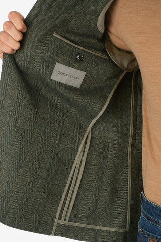 plain herringbone cashmere drop 7R side vents  ACADEMY SOFT 2-button blazer