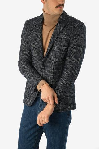 district check drop 7R side vents ACADEMY SOFT 2-button blazer