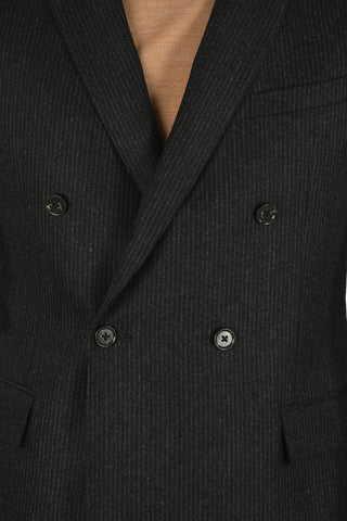 CC COLLECTION pinstriped drop 8R center vent peak lapel RESET double-breasted blazer