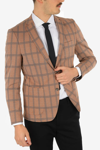 CC COLLECTION check drop 8R side vents patch pocket blazer
