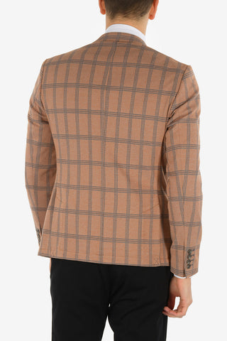 CC COLLECTION check drop 8R side vents patch pocket blazer
