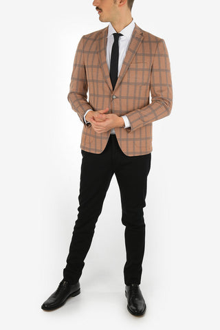 CC COLLECTION check drop 8R side vents patch pocket blazer