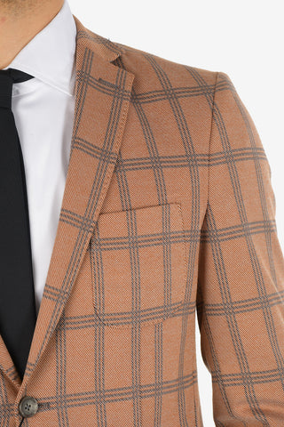 CC COLLECTION check drop 8R side vents patch pocket blazer
