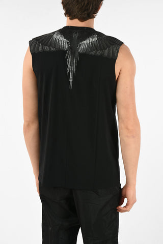 Cotton Sleeveless BLACK WINGS T-Shirt with Print