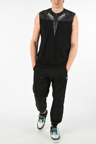 Cotton Sleeveless BLACK WINGS T-Shirt with Print