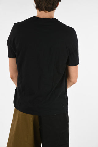 Cotton PULLED OUT Crew-Neck T-Shirt with Pocket