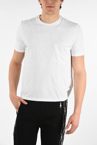 Cotton PULLED OUT Crew-Neck T-Shirt with Pocket