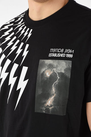 POP UP COLLECTION Cotton THUNDERBOLT HALF FAIRISLE Crew-Neck T-Shirt