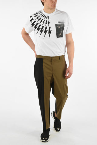Slim Fit BI-COLOUR Pants with Hidden Closure